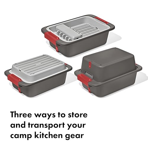 OXO Outdoor Camping Wash, Dry & Stow System - 4-Piece Kitchen Gear Set