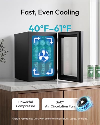 EUHOMY 24 Can Mini Fridge - 18L Beverage Cooler with Quiet Compressor