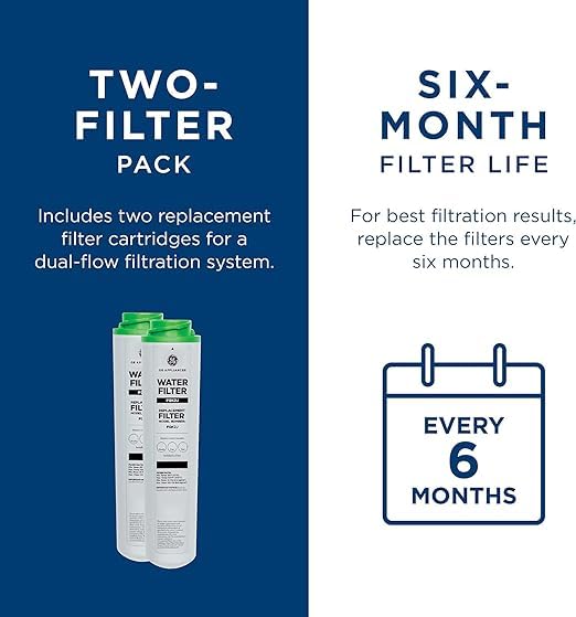 GE Under Sink Water Filter Replacement Set - Dual Flow, 2 Filters, Reduces Sediment & Impurities, Fits GXK255TBN, Pack of 2