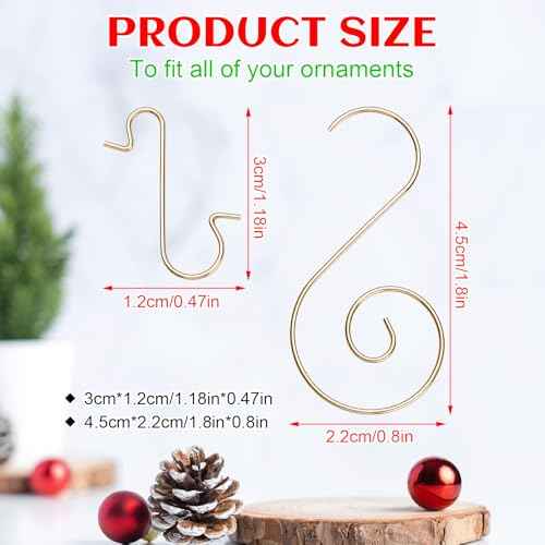 Christmas Ornaments Hooks, 130 Pcs Ornaments Hangers Hook Christmas Tree Hooks Metal Wire Hooks Xmas Tree Decoration Hanger (Gold)