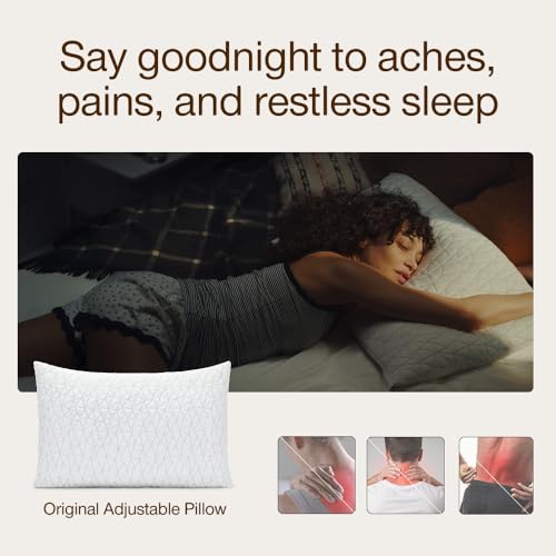 Queen Size Adjustable Memory Foam Pillow with Cover - Coop Home Goods Original White
