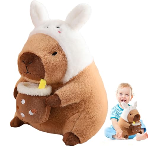 12" Capybara Plush Toy Pillow, Cute Bunny Capybara Stuffed Animal, Soft Plushies Doll for Girls Boys Kids, Kawaii Hugging Toy Birthday Decorations Gifts Toys