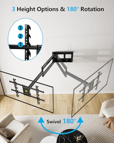 Long Arm Wall Mount for 42-90 Inch TVs up to 150 lbs - Corner Full Motion Bracket - Fits VESA 200x100 to 600x400mm - Extend, Tilt, Swivel, Height Adjustable