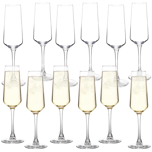 Set of 12 Champagne Flutes - Elegant Long Stem Sparkling Wine Glasses for Parties & Celebrations