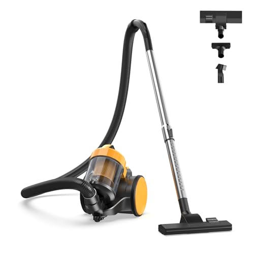 Canister Vacuum Cleaner 850W 16Kpa Bagless with HEPA Filter, 13.15x9.45x11.73 Inches - Yellow