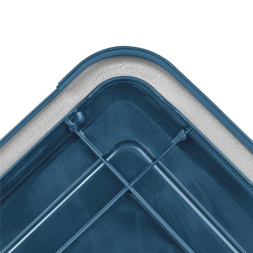 Navy 19 Qt Storage Bins with Gasket Lids - 6 Pack, Weatherproof & BPA-Free