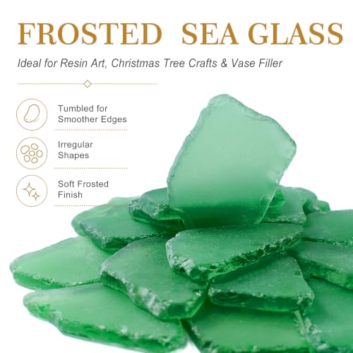 31 oz Dark Green Sea Glass Pieces - 1.2-2.0 in Frosted Beach Glass for Crafts & Decor (Armas Kodu)