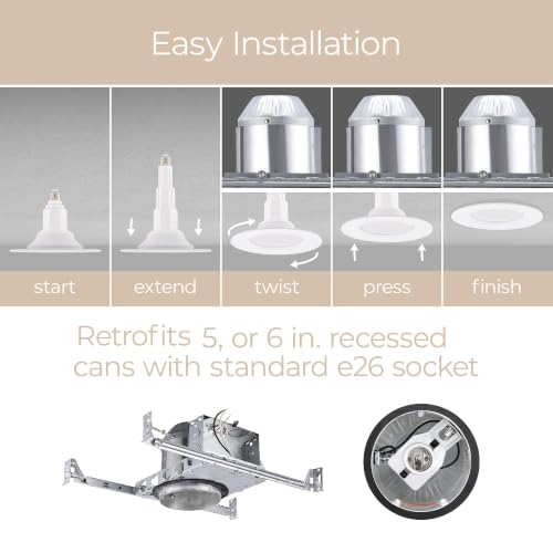 6in White LED Recessed Retrofit Light with Adjustable CCT - Pack of 4