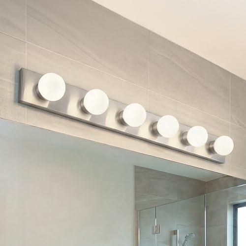 Kichler 36in 6-Light Bathroom Vanity Light Brushed Nickel - Dimmable Fixture