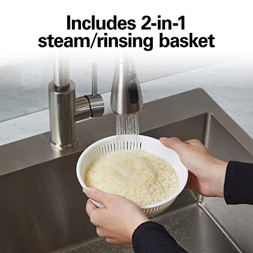 Black Stainless Steel 8-Cup Programmable Rice Cooker & Food Steamer with Rinse Basket