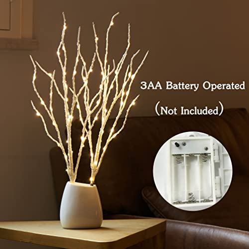 BAOLITVINE White Birch Lighted Branches with Timer 18 Inch for Holiday & Home Decor