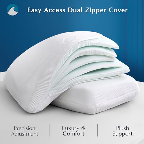 Bluewave Bedding Versalayer King Adjustable Memory Foam Pillow - 20 Heights, Firmness Options