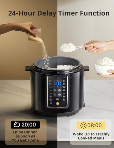 Electric Pressure Cooker 12-in-1, 6 Quarts Nonstick Pot - Black