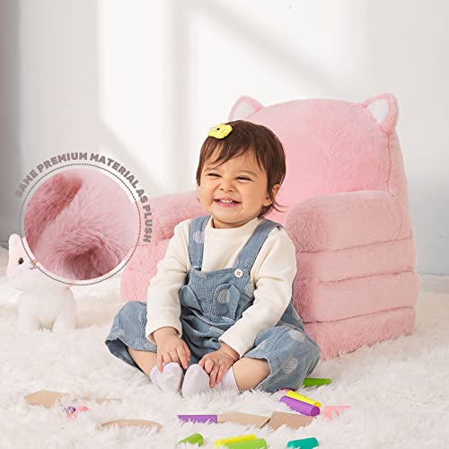 MONKISS Kids Couch Pink Kitty - 2-in-1 Toddler Sofa & Floor Seat for Boys & Girls