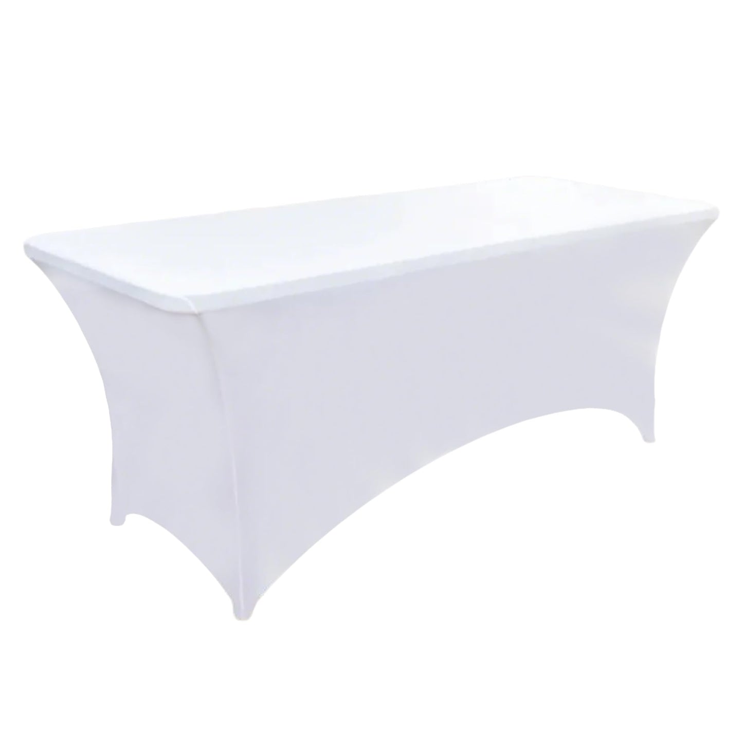 ZarzaaSik 2-Pack 6ft White Spandex Table Covers for Rectangle Standard Folding Tables - Wrinkle Resistant Stretch Tablecloths - Ultimate Fitted Table Protector for Parties, Trade Shows, Banquet