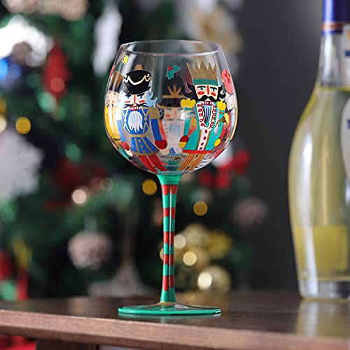 Nutcracker Balloon Wine Glass 20 oz - Hand Painted Christmas Gift