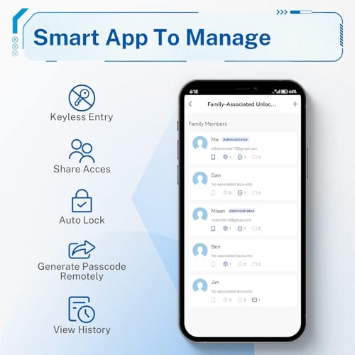 Smart Door Lock Keyless Entry with Handle - Fingerprint & App Control