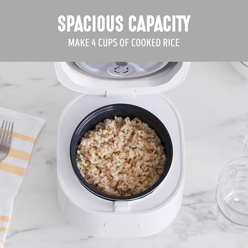 GreenLife Digital Rice Cooker, 2-Cups Uncooked/4-Cups Cooked, White