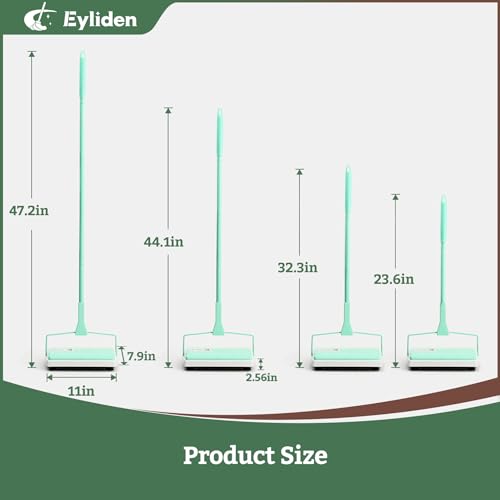 Eyliden Mint X-Large Carpet Sweeper - Quiet Manual Cleaner for Short & Medium Pile Rugs