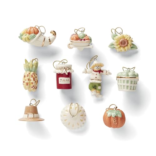 Lenox Autumn Favorites 10-Piece Fall Ornament Set - Seasonal Hanging Decor