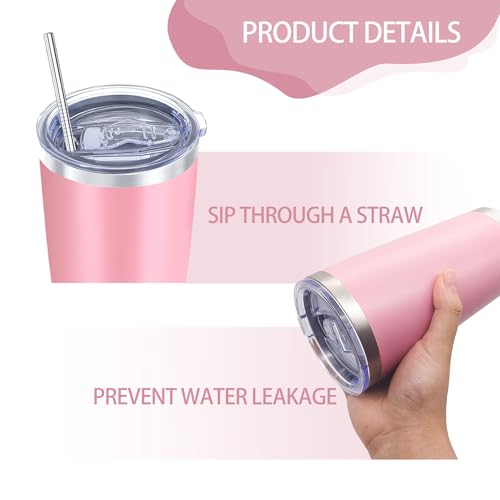 YOUKE OLA 16 Pack 20oz Insulated Stainless Steel Tumblers with Lids & Straws