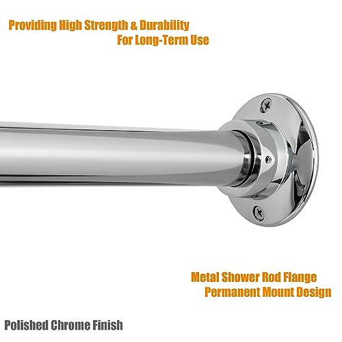 Heavy Duty Chrome Plated Shower Curtain Rod - 60 Inch Stainless Steel, Wall Mount, Permanent Install