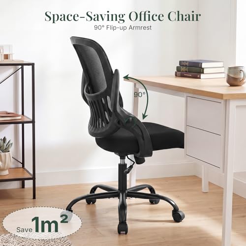 Ergonomic Office Desk Chair with Flip-Up Armrest & Lumbar Support