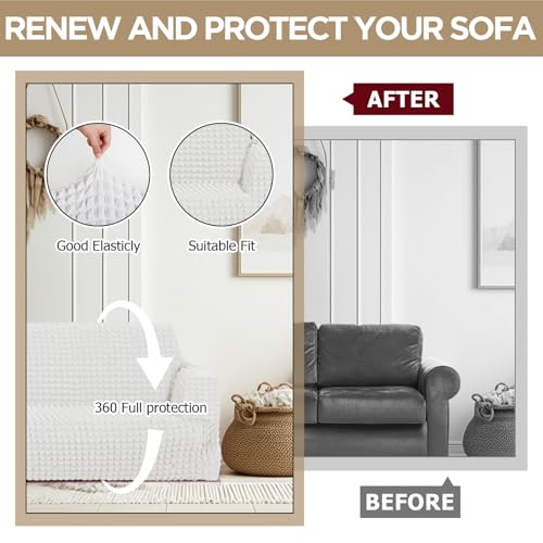 Fanfanwin 2 Pcs Chair Sofa Slipcover Set - White