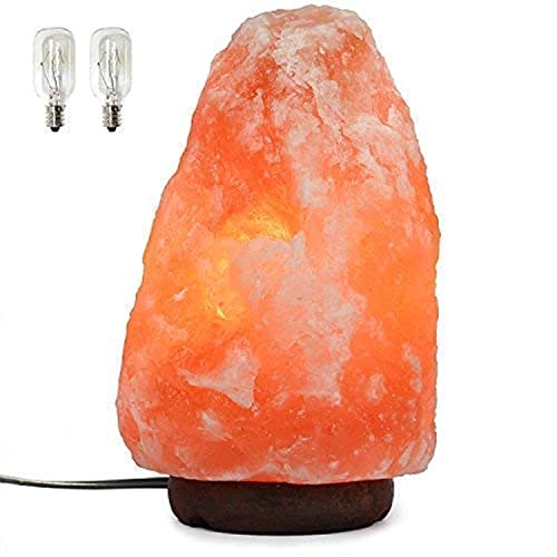 7-9 Inch Himalayan Salt Lamp with Dimmable Cord - Natural Crystal Night Light with Wooden Base