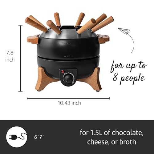 Boska Electric Fondue Set Party - 2.4 Quart, Adjustable Temp with 8 Forks