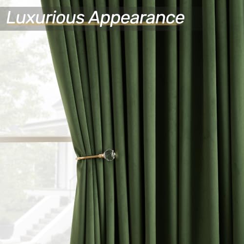 Olive Green Velvet Blackout Curtains 96in L – 2 Panels, 52" W Each | Jolilight