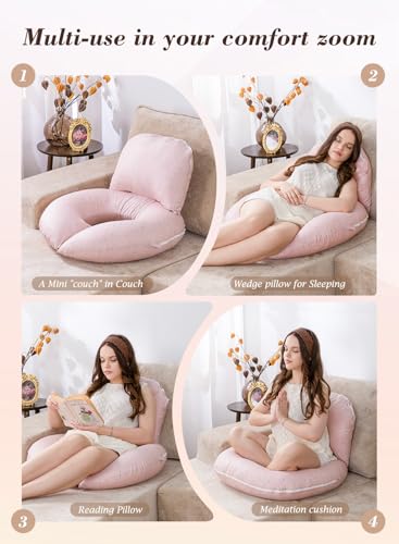 INSEN Pink Flower Wedge Pillow Set for Sleeping & Post-Surgery Support