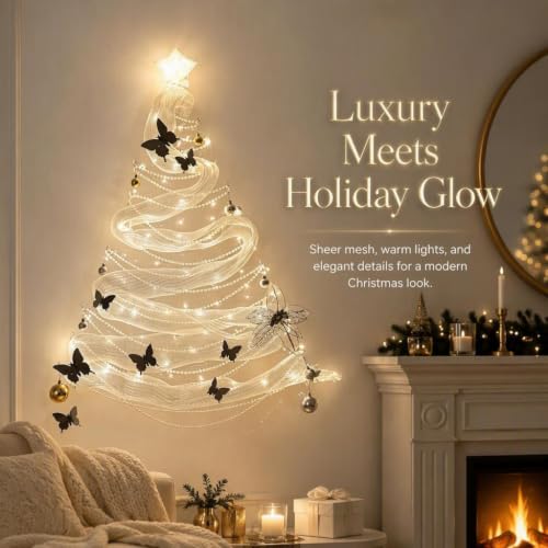 DIY Beaded Wall Christmas Tree Kit with Lights - Modern Holiday Decor