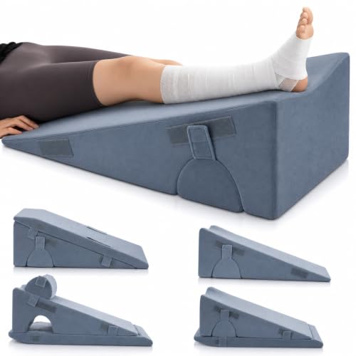 Adjustable Leg Wedge Pillow Set for Support, Recovery & Comfort - Gray