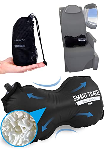 SMART Travel Vintage Black Inflatable Lumbar Support Pillow for Airplane & Office