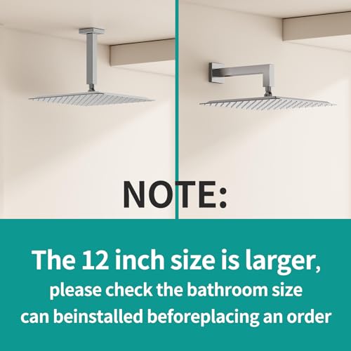 AULEEND 12-Inch Brushed Nickel Rain Shower Head - High Flow All Metal Square Design