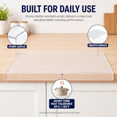 Wesiti Clear Acrylic Cutting Board with Counter Lip - Extra Large 47" x 22"