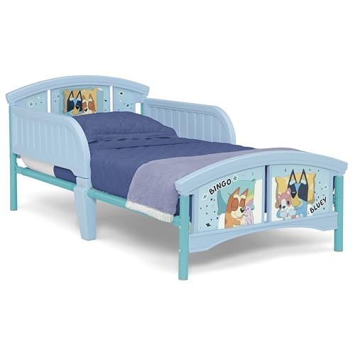Bluey Delta Children Plastic Toddler Bed with Guardrails, Easy Transition