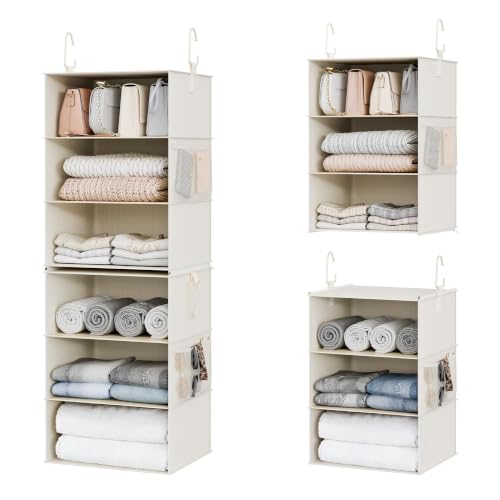 StorageWorks 6-Shelf Hanging Closet Organizer Ivory & White 13"D x 15"W x 47¼"H