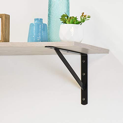 Heavy Duty Metal Shelf Brackets 20 x 13 Inches Black Steel Wall Mounts