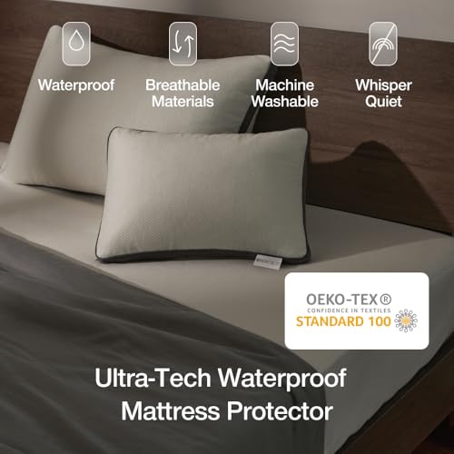 Twin Waterproof Mattress Protector - Ultra-Tech Smooth Top, Noiseless, Up to 18 Inches Deep, Machine Washable - Variation of THIS listing
