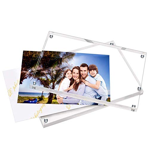 HELPLEX 8x10 Acrylic Photo Frames 2 Pack Frameless Double-Sided Magnetic Display
