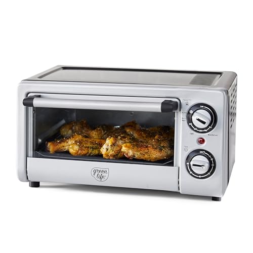 Countertop Toaster Oven Air Fryer with Stainless Steel & Ceramic Nonstick – Black