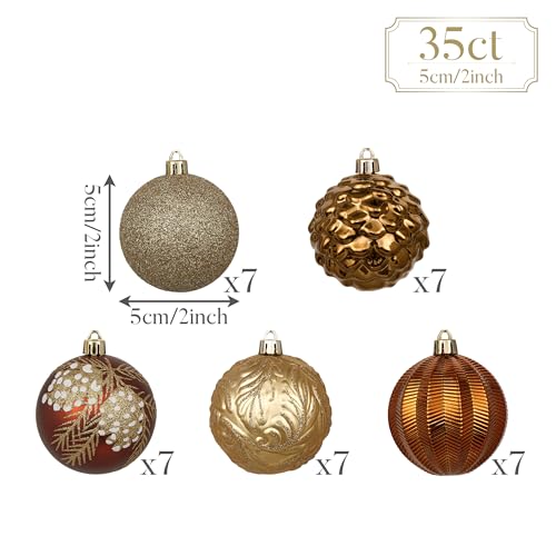 Valery Madelyn 35-Piece Rustic Christmas Ornaments Set - Shatterproof Tree Decorations