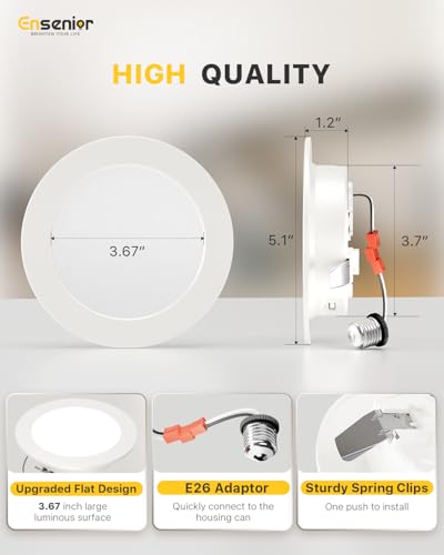 White 4 Inch LED Recessed Can Lights 5CCT Dimmable 7W 700LM 24 Pack