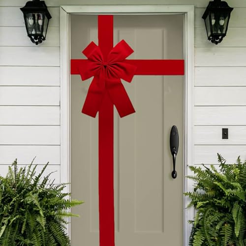 RSN 14 Ft Large Red Christmas Door Ribbon Bow—Front Door Decor, One Size