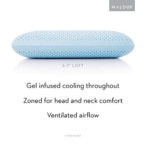 Malouf Zoned Gel Dough Memory Foam Bed Pillow Queen Mid Loft - Supportive & Breathable