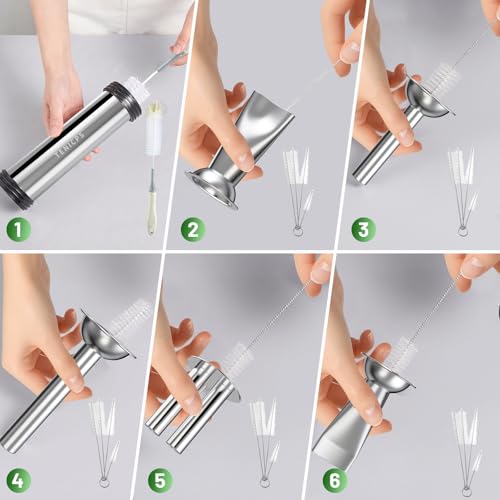 TENICPS Stainless Steel Jerky Gun Kit with 5 Nozzles, Sausage Maker, Food-Grade Meat Stuffer, Includes Brushes, Pusher & Gloves