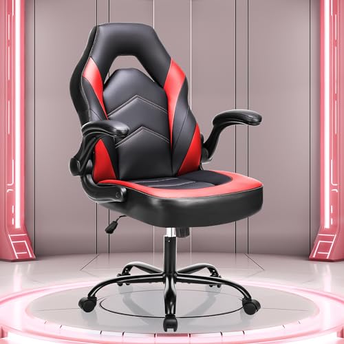 OLIXIS Gaming Chair with Lumbar Support - Black & Red Ergonomic Desk Chair
