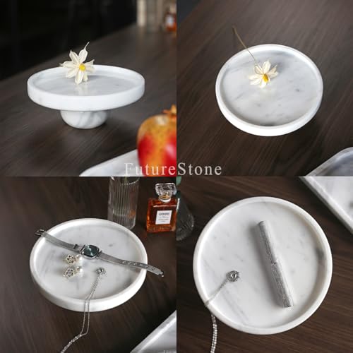 7 Inch Carrara White Marble Decorative Tray for Coffee Table - FutureStone